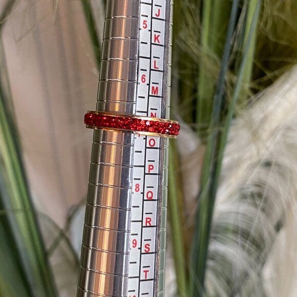 FAC Rose Gold Red Swarovski Crystal Eternity Ring Sz 7 - Picture 4 of 6